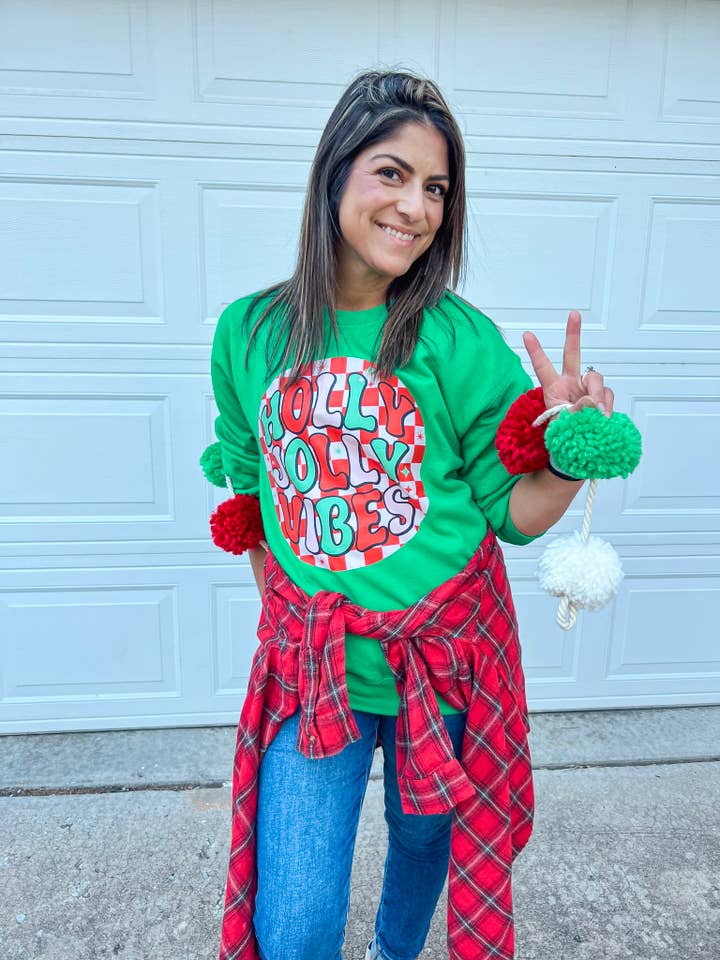 Southern Babe Wholesale - Wholesale Graphic Sweatshirt - Women's - HOLLY JOLLY VIBES SWEATSHIRT (GREEN SW)1