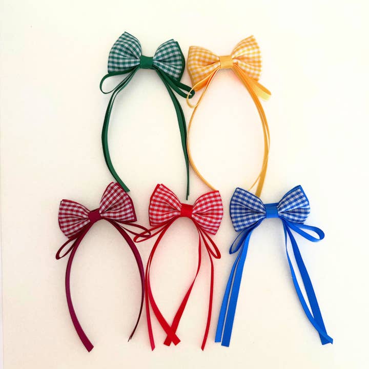 Poppet Locks - Wholesale Hair clip – Child - Yellow Gingham Ribbon Clip - 2-5” x 5”2