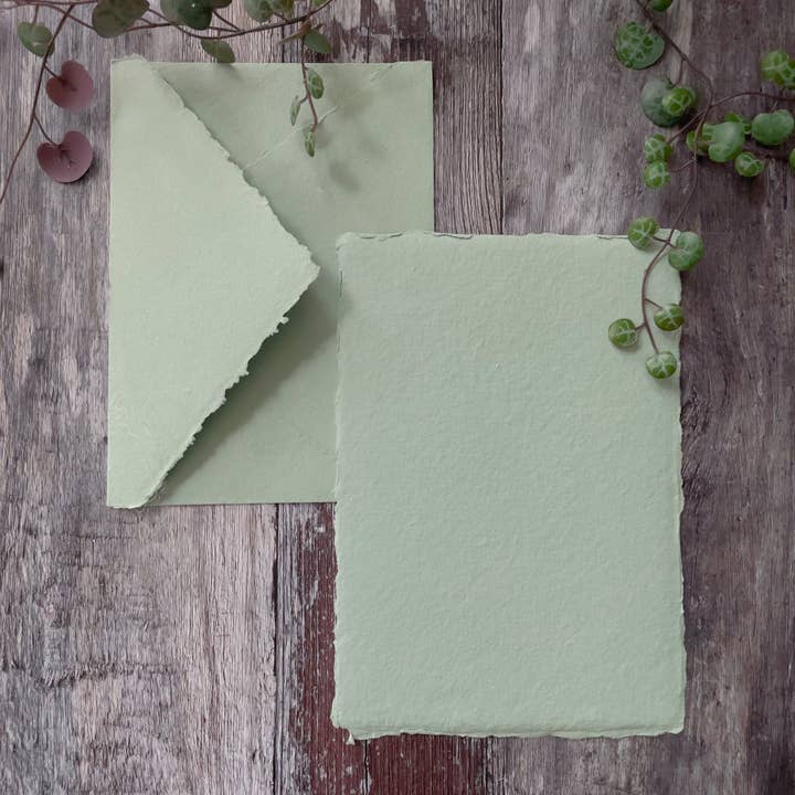 The Natural Paper Company - Vendita all'ingrosso Carta per dipingere - Carta Artigianale Verde Scuro | Confezione da 5 | Stracci di Cotone Riciclato2