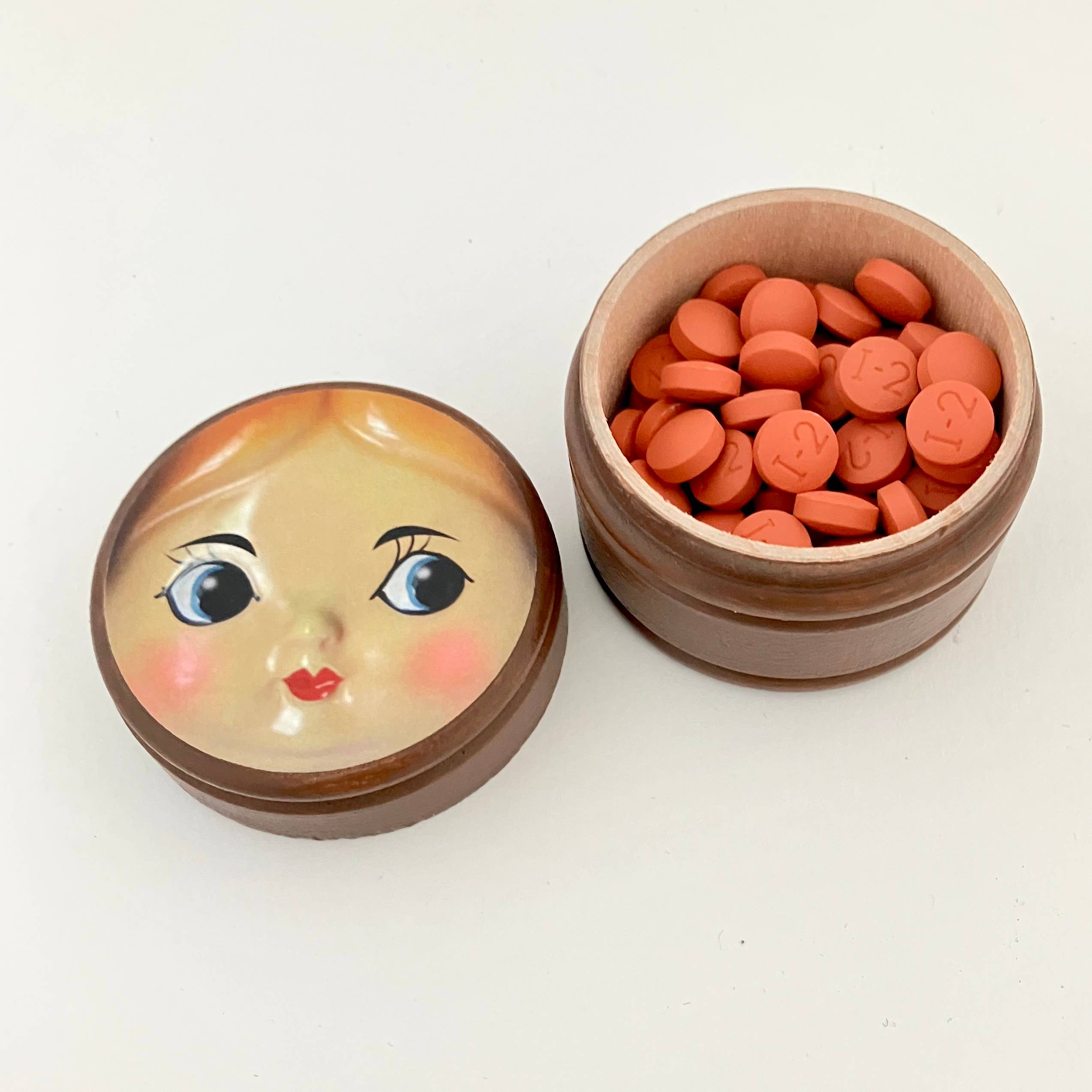Silva Ware By Walter Silva - Wholesale Jewelry Box/Organizer - Doll Face Wooden Container Pill, Salt, Pill & Trinket Box10