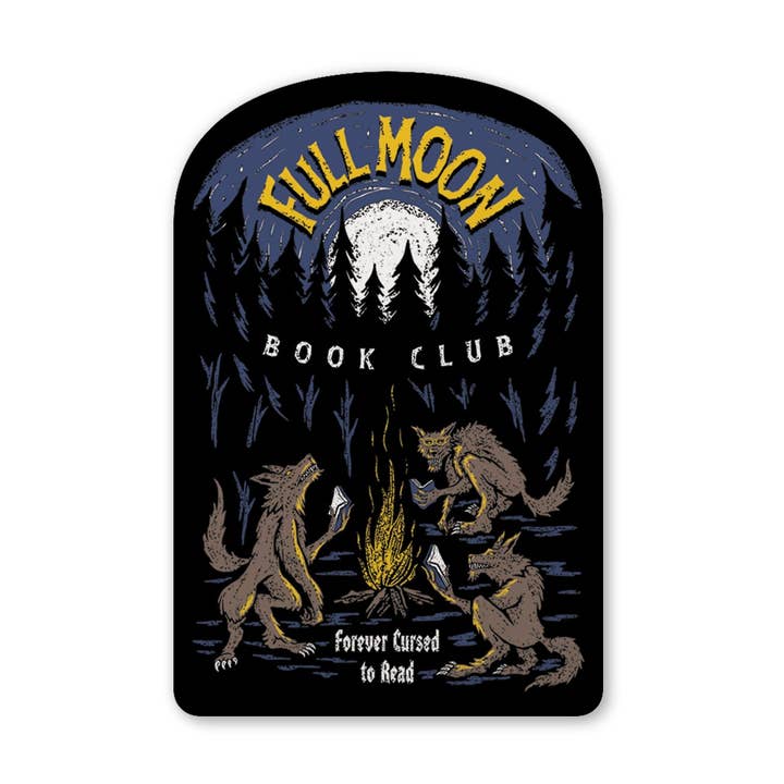 Autocollant du club de lecture Pleine Lune pour la vente par Fables & Tales Co.