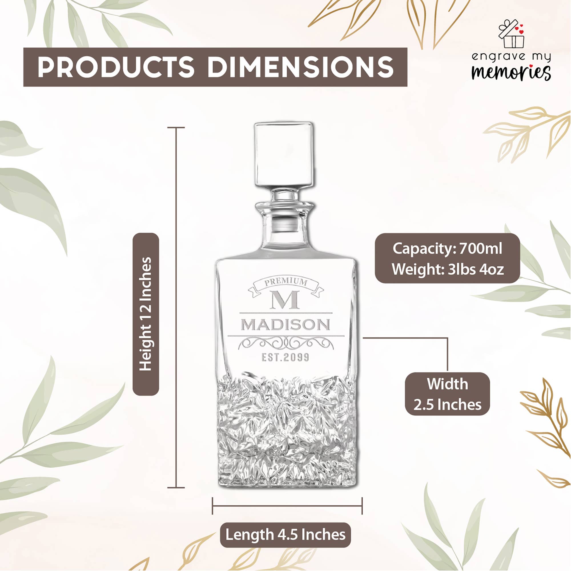 Engrave My Memories - Wholesale Decanter - Custom Whiskey Decanter, Decanter Set, Gift for Dad7