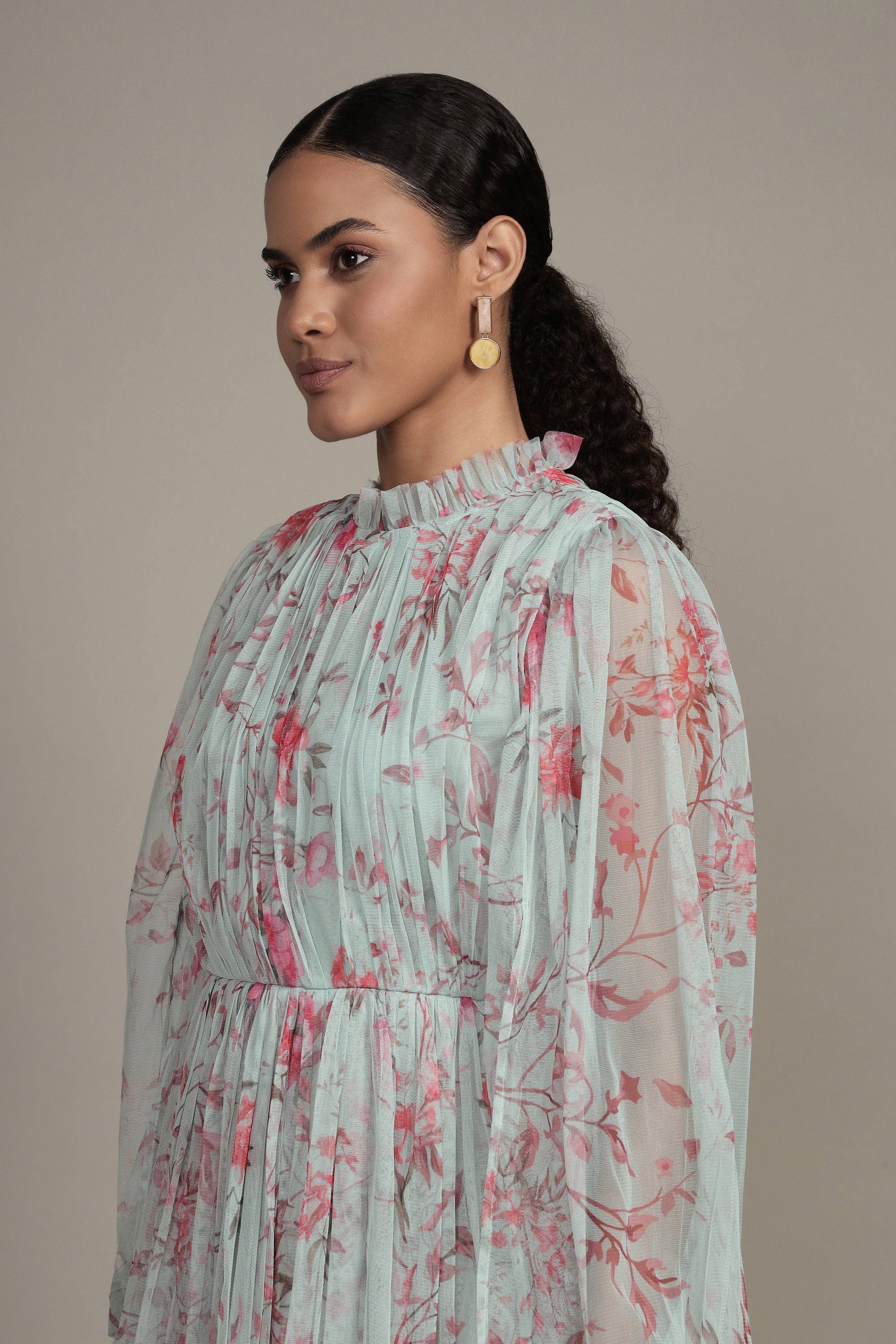 Green Randee Mini Dress in Sage Print for wholesale on Faire9