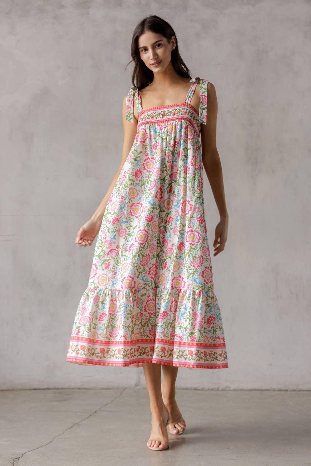 STORIA - Wholesale Dress - Women's - SJD7582 - MULTI FLORAL TIE MIDI DRESS8