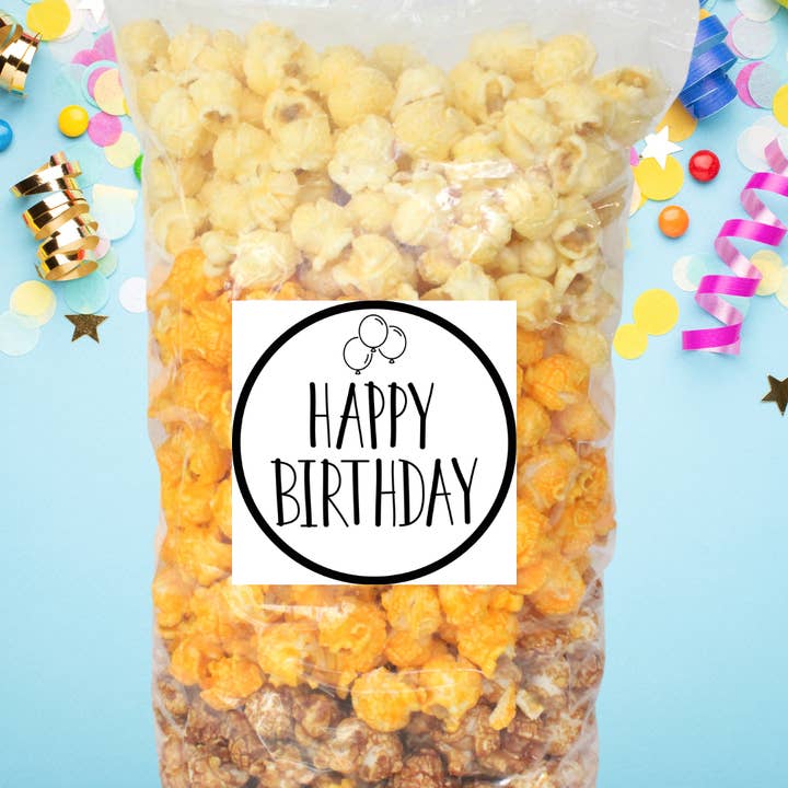 Grand sac à pop-corn « Balloons » pour célébrer le joyeux anniversaire pour la vente par Uncle Myron's Gourmet Popcorn