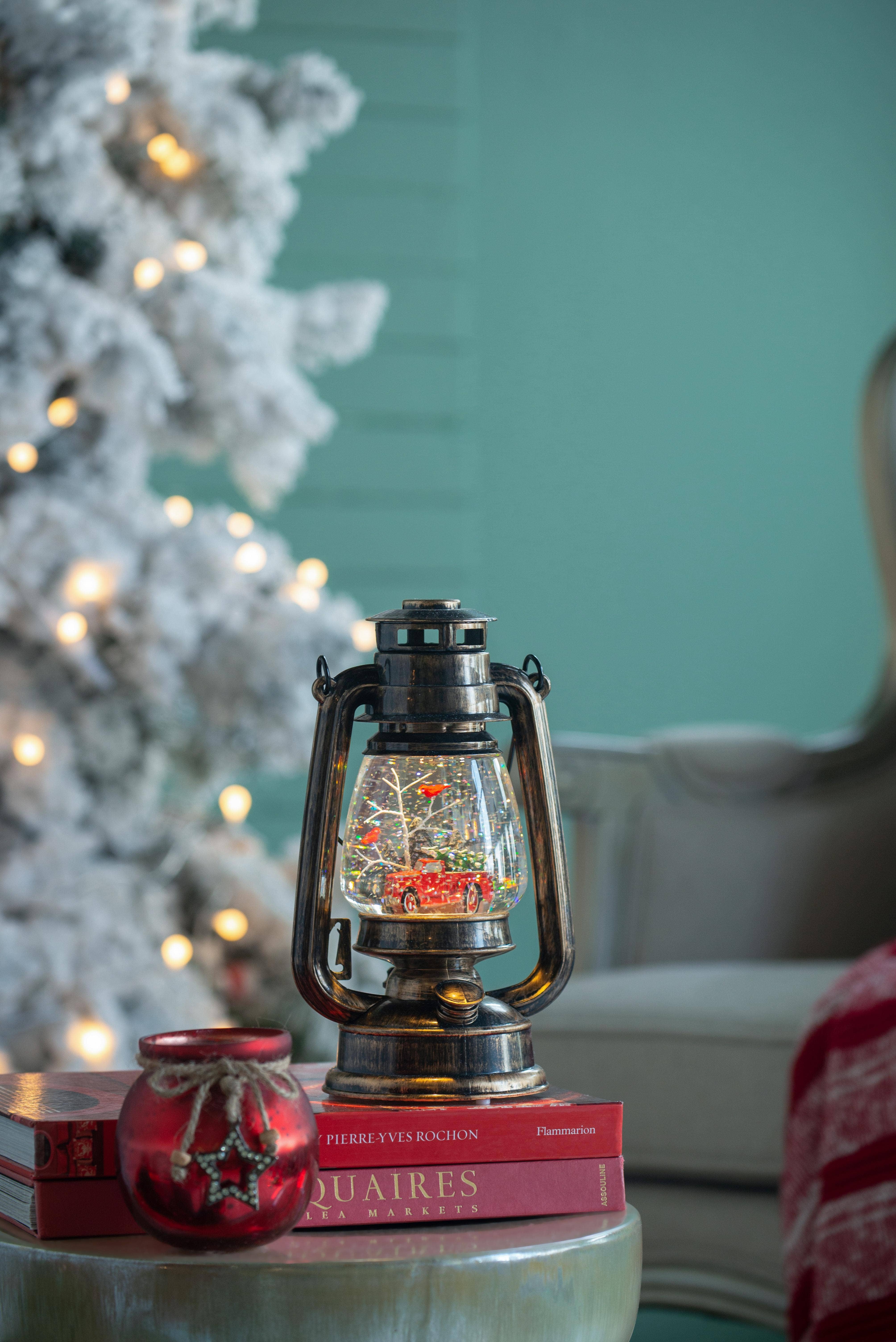 A&B Home Group Inc. - Wholesale Christmas Decoration - 5.9x4.5x9.8" Red Bird And Tree With Car Big Water Lantern0