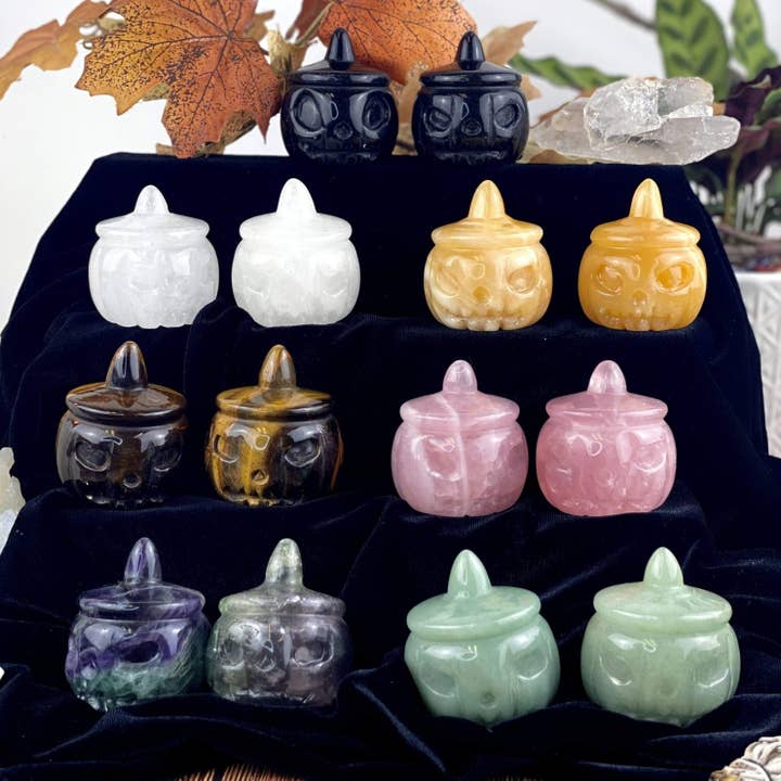 Rock Paradise - Wholesale Spiritual Stone/Crystal - Gemstone Carved Pumpkin Jack o'lantern - Halloween Decor3