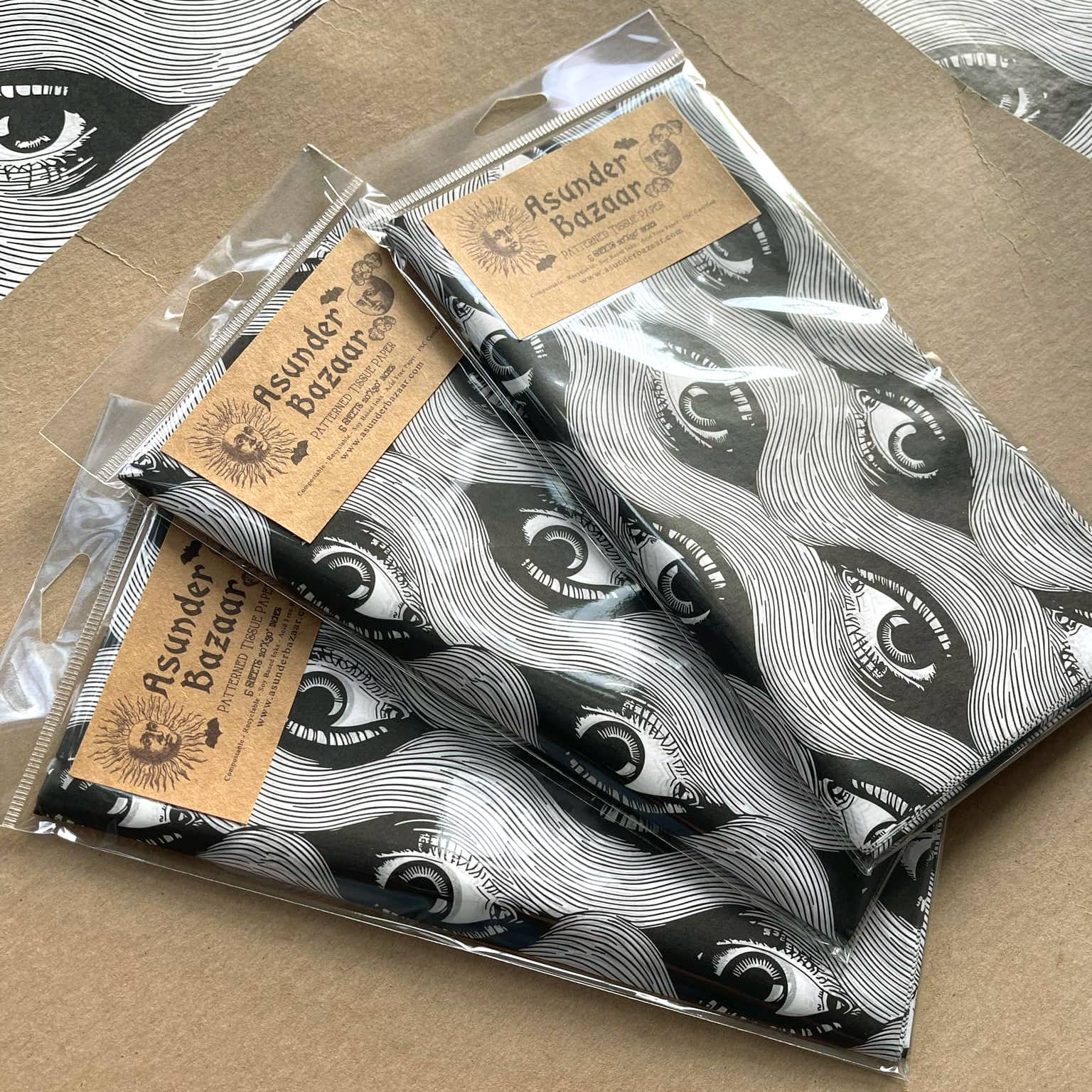 Asunder Bazaar - Vente Papiers de soie - Papier de soie Vintage Eyes imprimé à motif gothique3