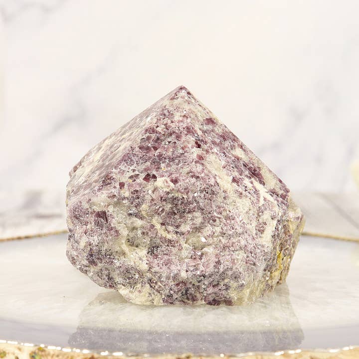 Natures Artifacts Inc - Vendita all'ingrosso Pietra/cristallo spirituale - Parte superiore in lepidolite lucidata con base naturale2