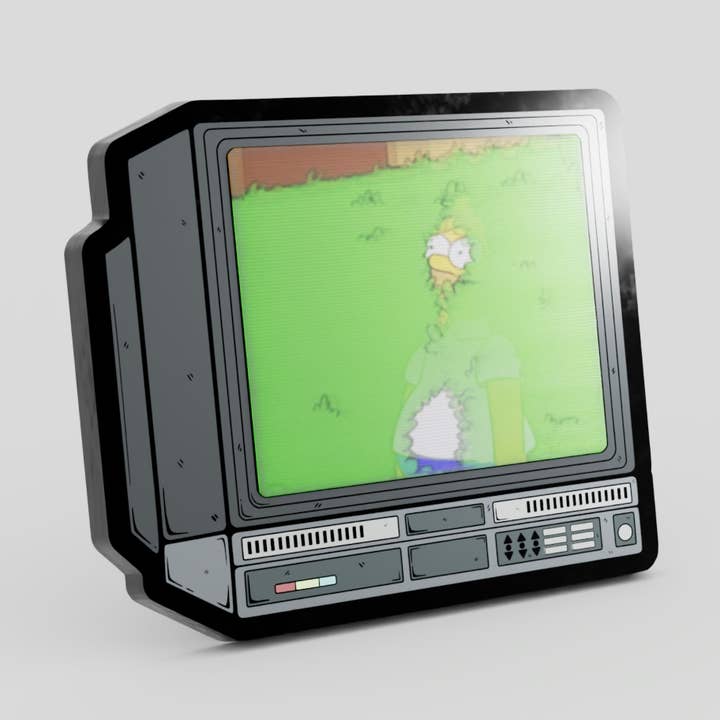 Pin de TVCRT de 2,5" con meme lenticular de Homer Simpson en el arbusto para venta al por mayor de GoopyGoblins