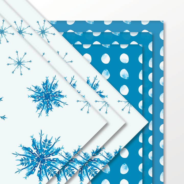 Ballard & Prescott - Vente Feuille de papier cadeau - Papier Cadeau Flocon de Neige Bleu - Emballage Cadeau de Noël1