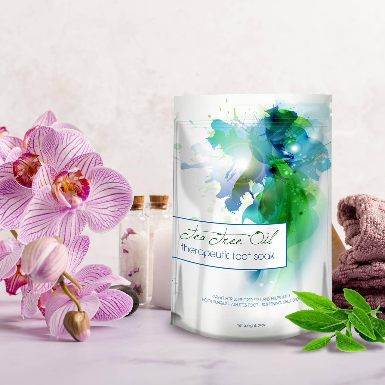The Midwest Sea Salt Company - Vendita all'ingrosso Sali da bagno - Bagno minerale per piedi con olio di melaleuca 24oz per funghi alle unghie2