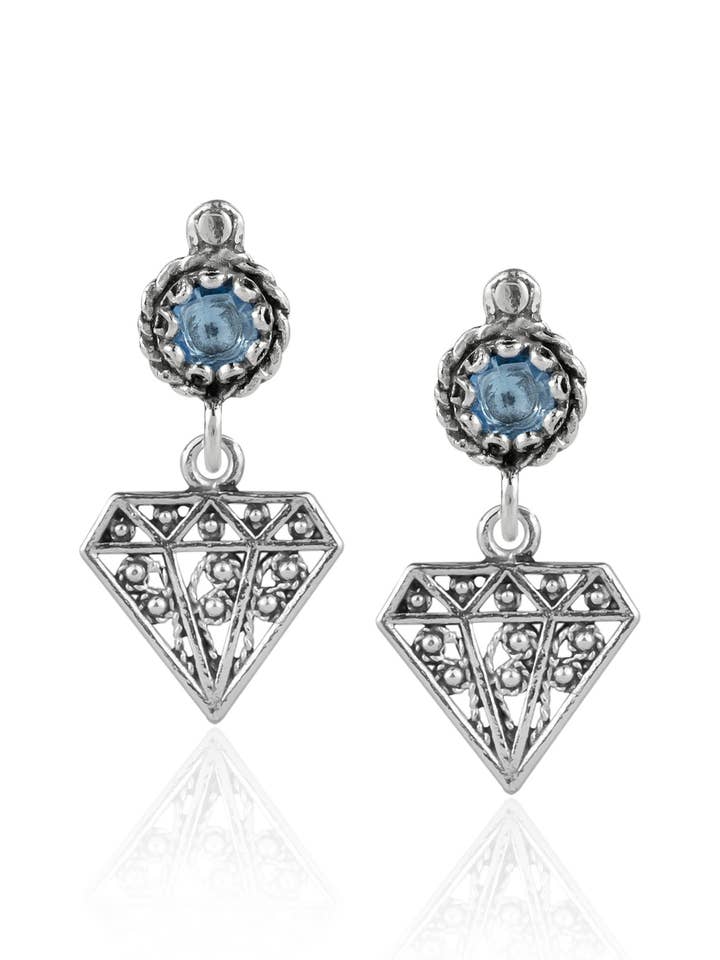 Sterling Silver Gemstone Women Diamond Stud Earring for wholesale by Filigranist Jewelry