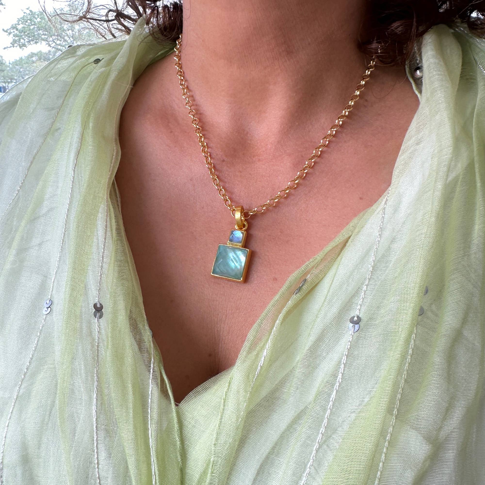 Aqua Mist Tanzanite DALILA NECKLACE for wholesale on Faire1