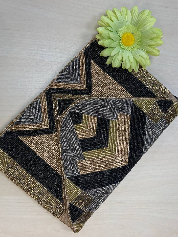 Clutch abalorios Negro y Dorado para venta al por mayor de Ranee's