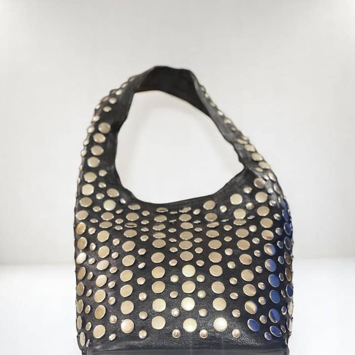 Melecraft – wholesale Shoulder bag – women's – Black Leather Studded Shoulder Bag – Handmade in Morocco5