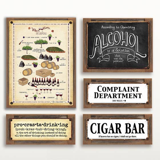 Laugh Lines – Großhandel Schilder – Wein-Mathe-Zeichen gerahmt2