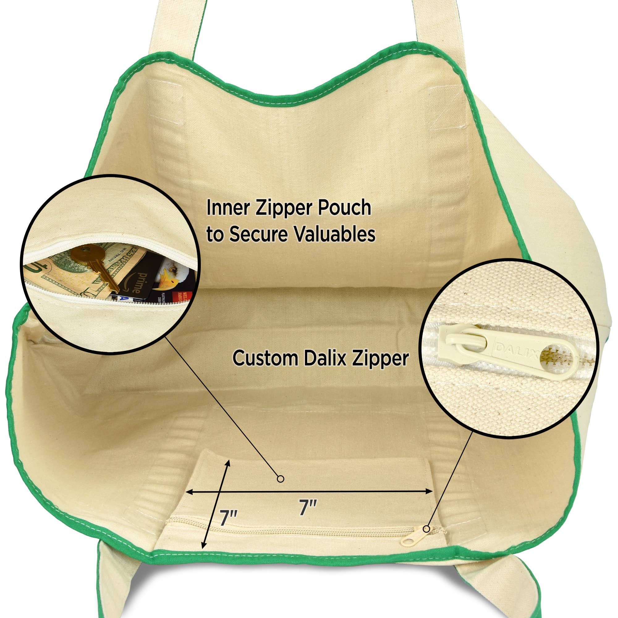 Dalix - Wholesale Tote Bag - Women's - DALIX 22" Open Top Heavy Duty Deluxe Tote Bag Outer Pocket13