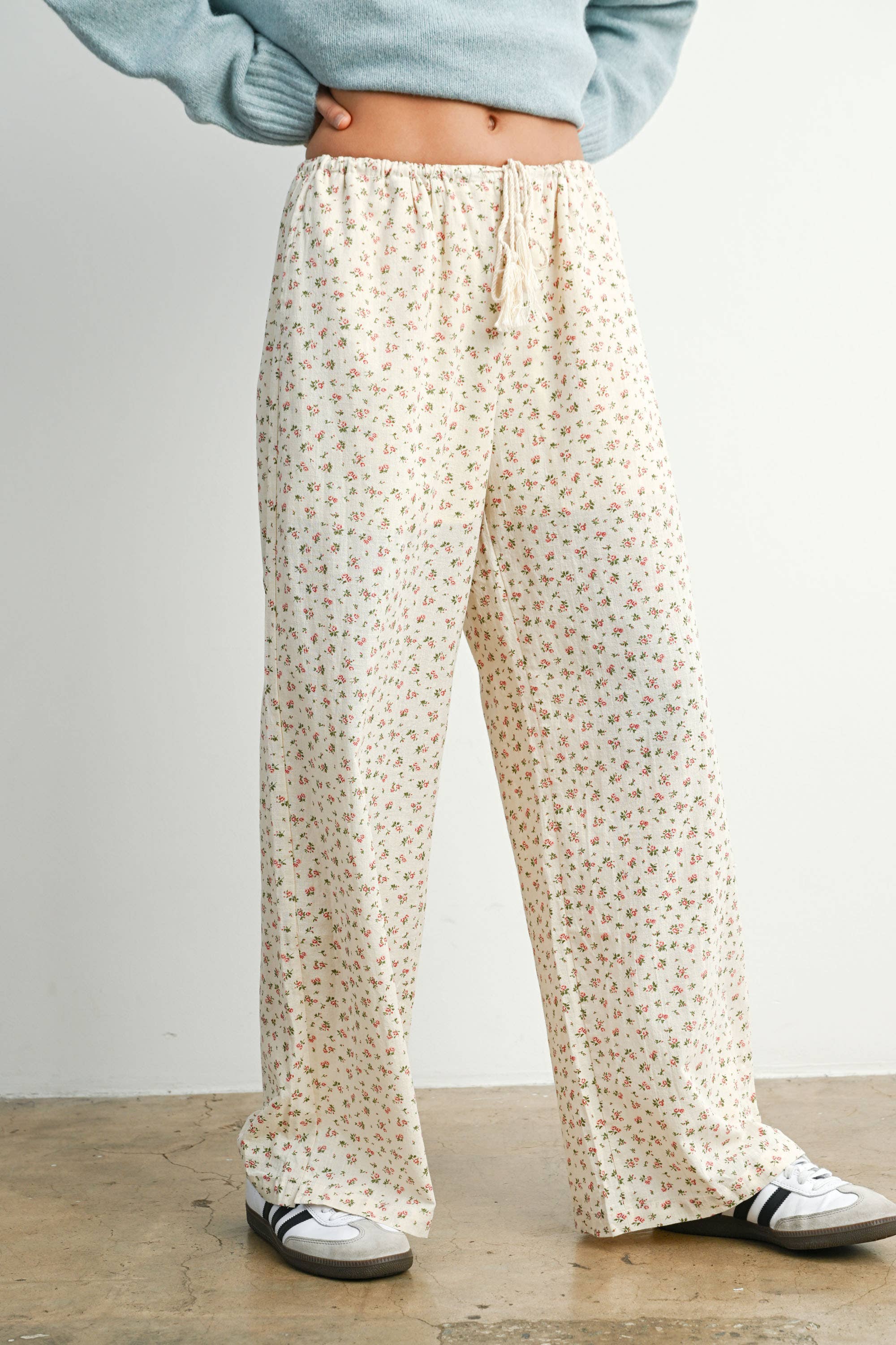 BUTTERMELON - Wholesale Pants - Women's - Floral Print Drawstring Pants - BMP781414
