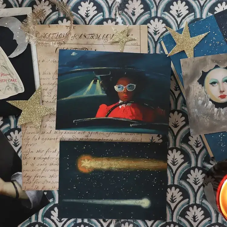 JANET HILL STUDIO - Wholesale Art Print - Saturn. Double-sided Print0