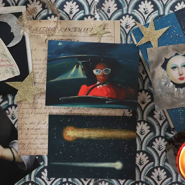 JANET HILL STUDIO - Wholesale Art Print - Saturn. Double-sided Print