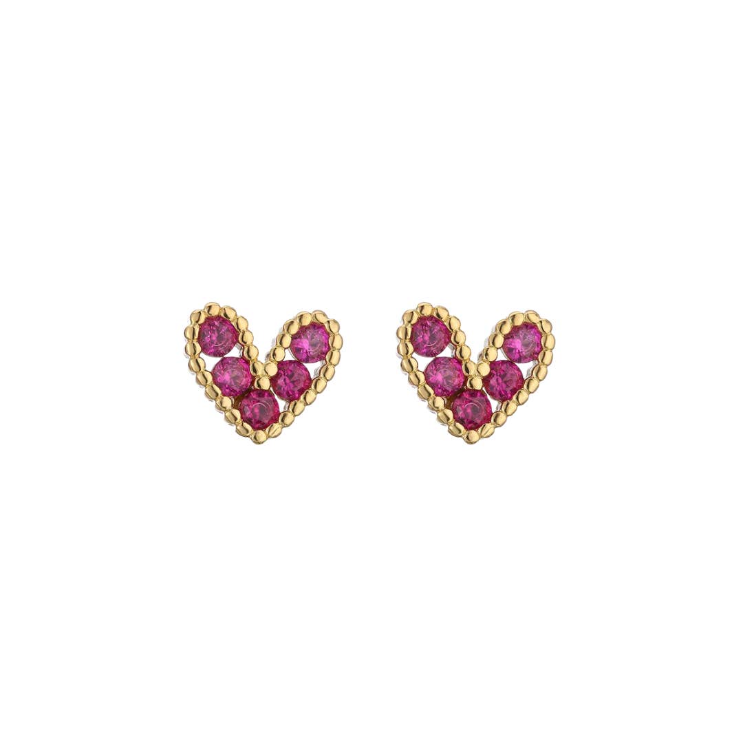 oro Orecchini a cuore con diamanti fucsia in vendita all'ingrosso su Faire