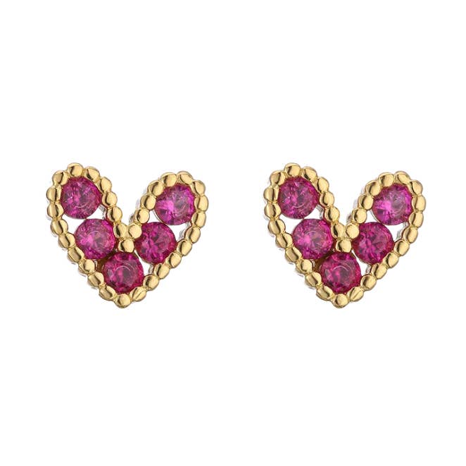 oro Orecchini a cuore con diamanti fucsia in vendita all'ingrosso su Faire0