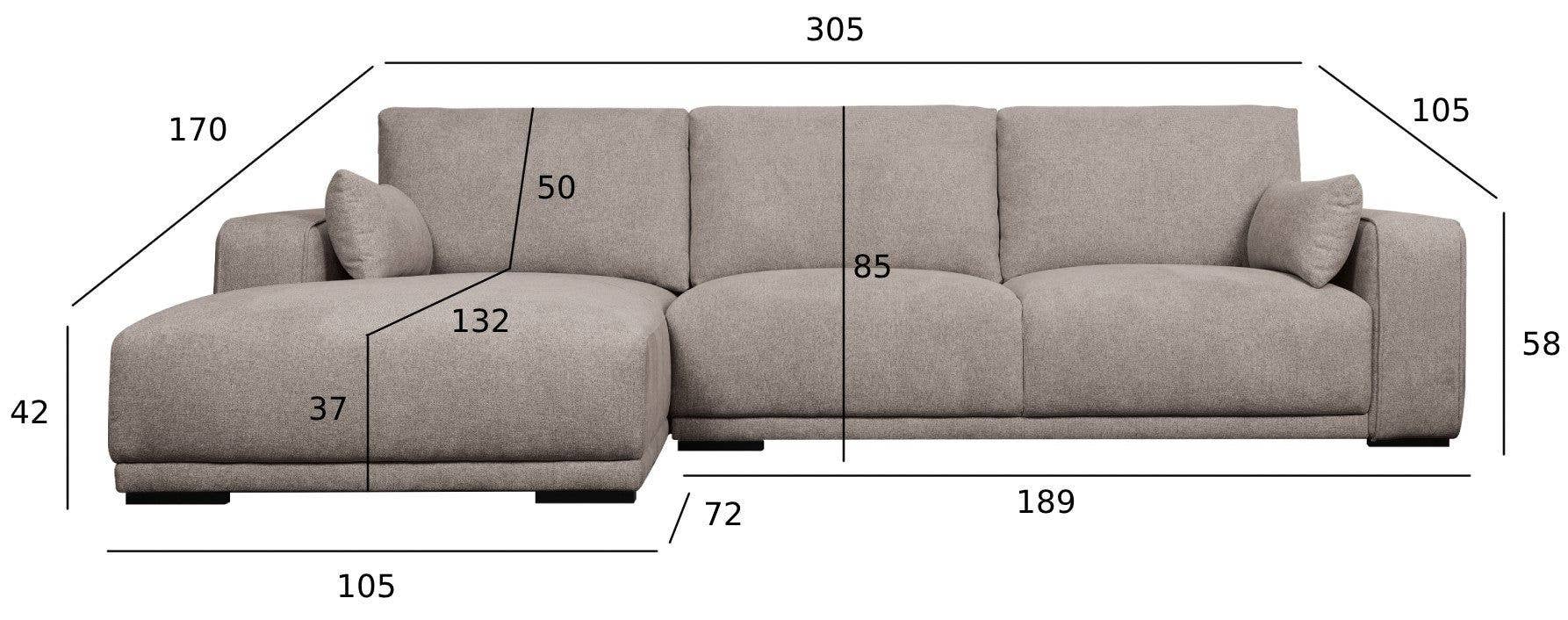 Furnhouse – Großhandel Sofas – L-Form Sofa California links, cremefarbener Stoff13