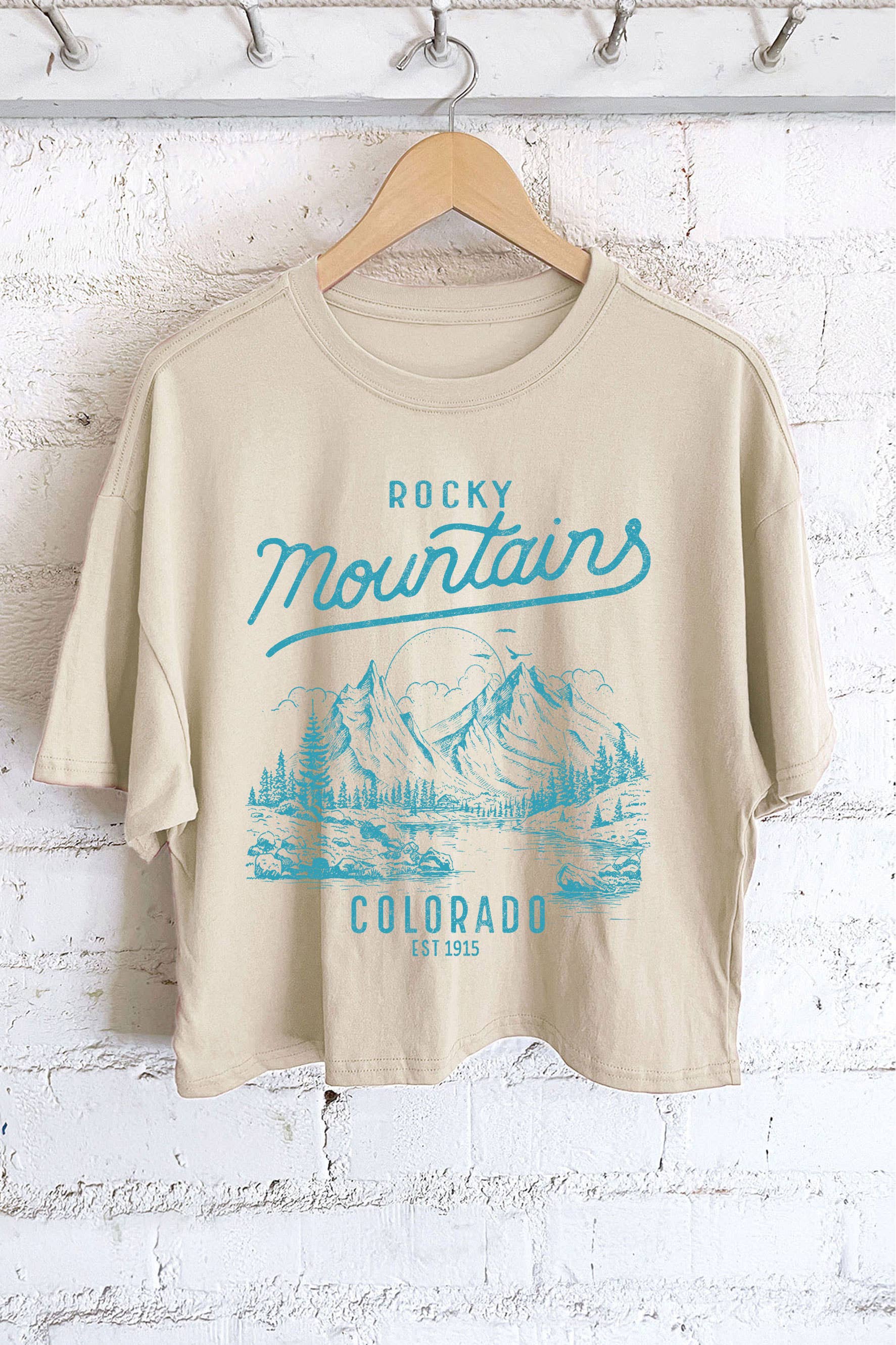 Rustee Clothing - Wholesale Screen Printed T-Shirt - Women's - ROCKY MOUNTAINS COLORADO GRAPHIC LONG CROP TOP 3