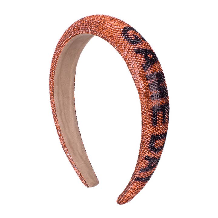 Selini New York - Wholesale Fashion Headband - Women's - Game Day Rhinestone Headband (Orange/Black)-72091JTHY