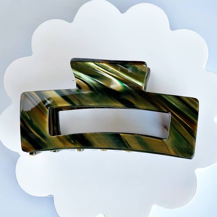 Olive Green Marble Claw Hair Clip for wholesale by Lady Eleanor & Co