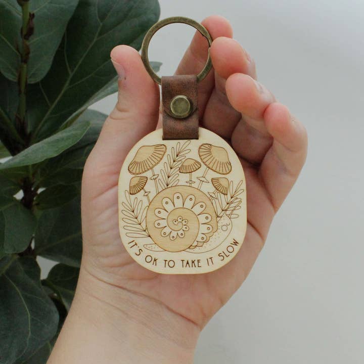 oh, little wren - Wholesale Keychain - Women's - Wood Keychain | Forest Snail | Nature Lover Gift