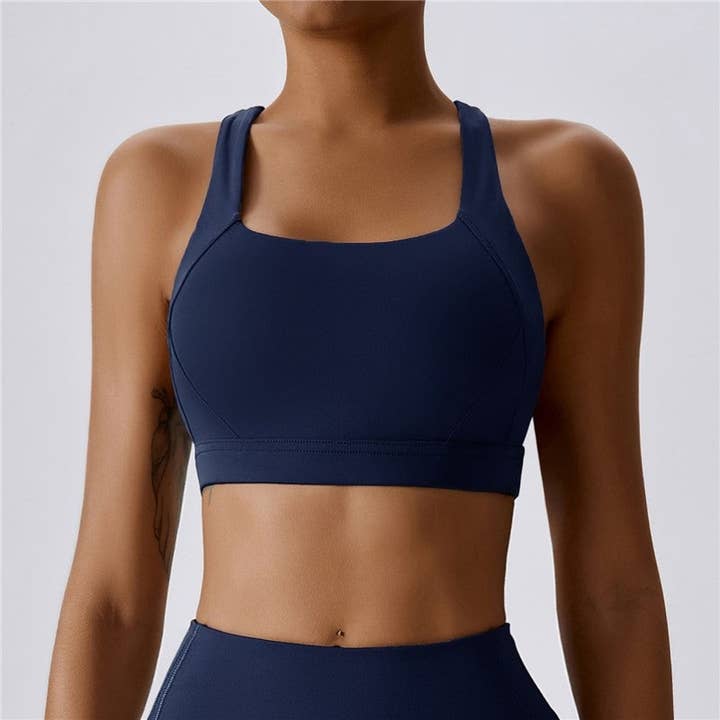 FurDecoration – Engroshandel Sports-bh - Dame – Polstret yogavest-bh: Ensfarvet Skinny Fit Sport Top