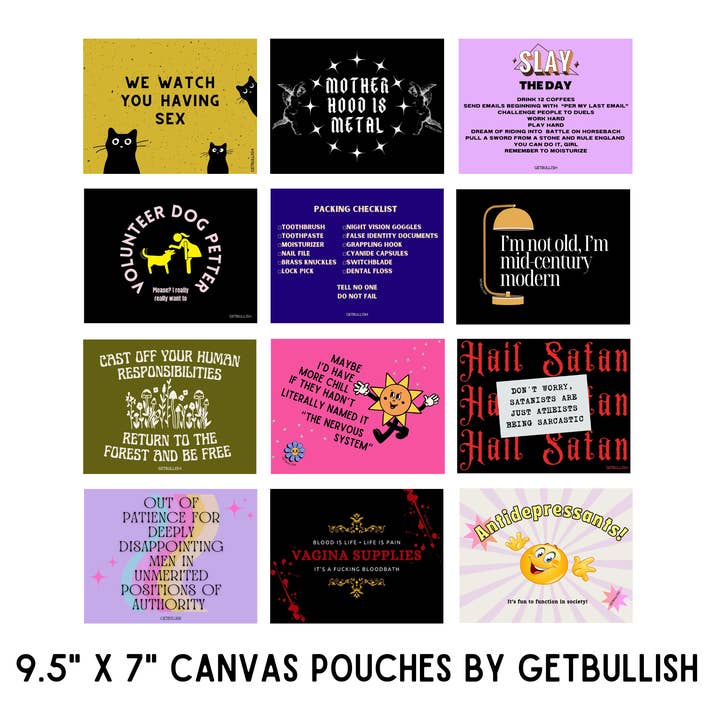 GetBullish - Wholesale Pencil Case/Pouch - GetBullish Antidepressants! Canvas Zipper Pouch 9.5" x 7" | Cosmetics Bag or Pencil Case