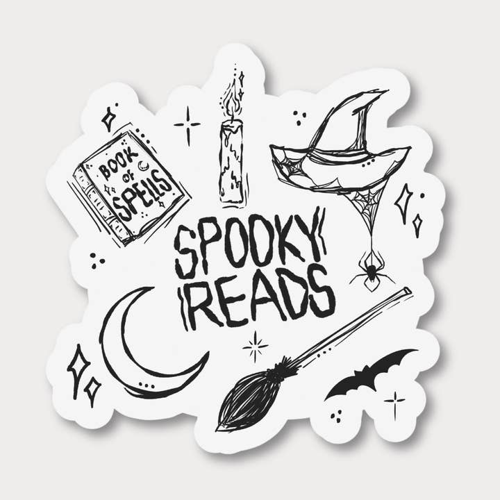 Spooky Reads Clear Sticker for wholesale by Wilderland Paper