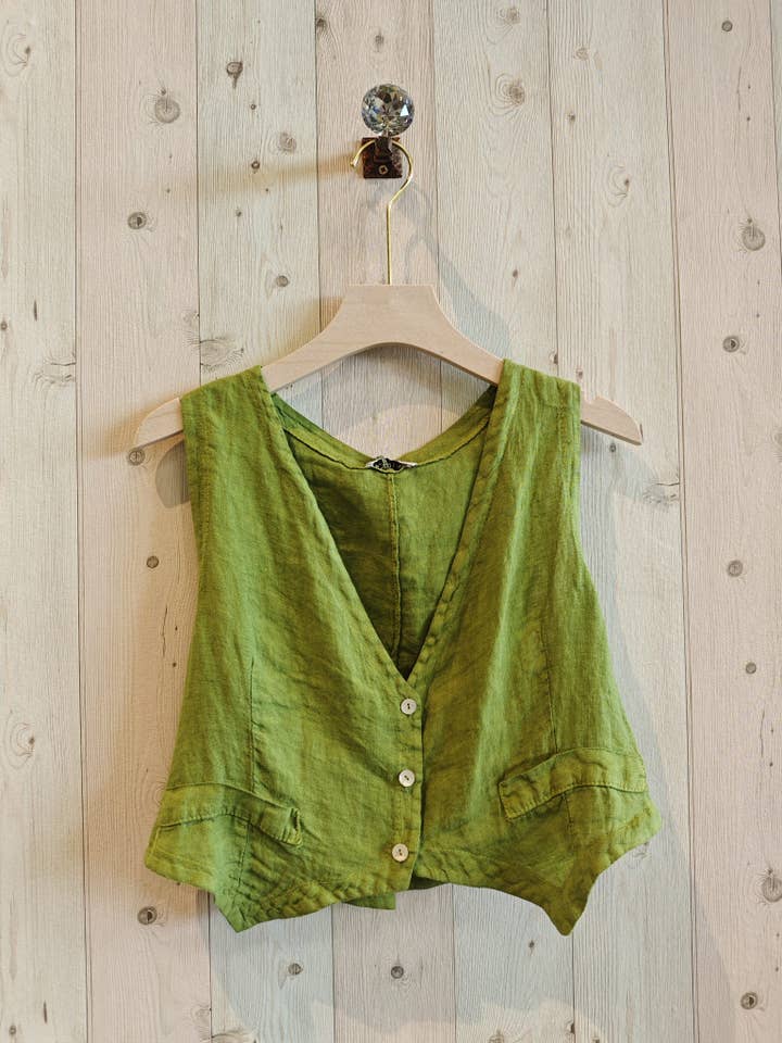 Linen & More - Wholesale Outerwear Vest - Women's - REF 6454 100% LINEN VEST
