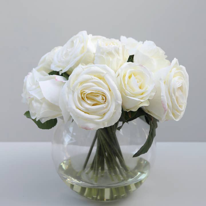 Prestige Botanicals - Venta al por mayor Flores artificiales - Burbuja de cristal rosa blanca de 11.5 pulgadas