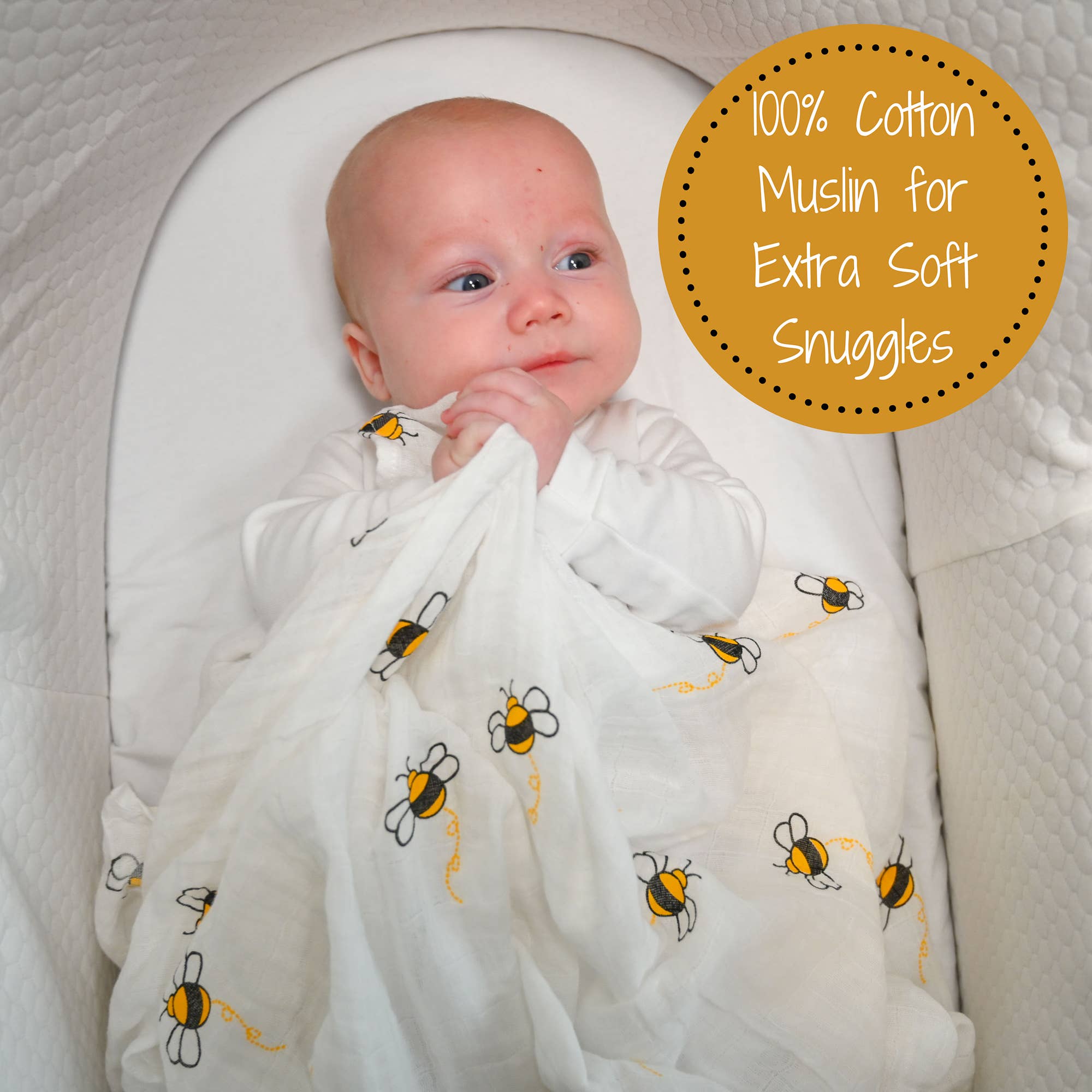 LollyBanks - Wholesale Swaddle - Baby - Bee-utiful Baby Muslin Swaddle Blanket1