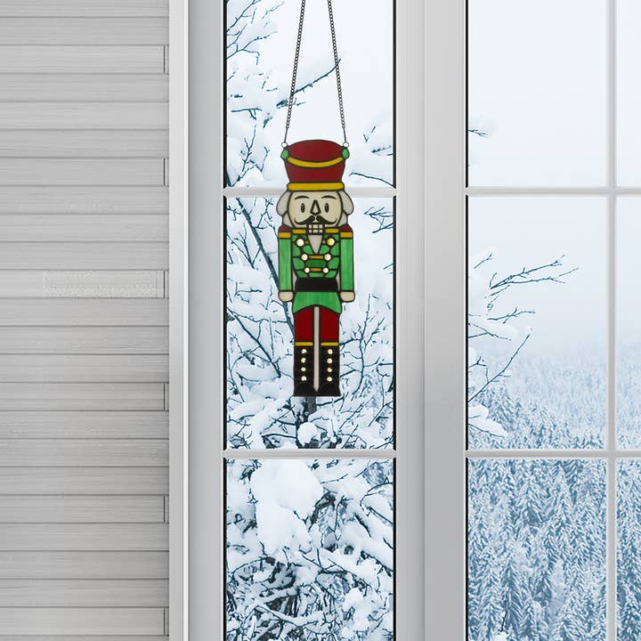 River of Goods - Wholesale Suncatcher - 14"H Hans the Holiday Nutcracker Stained Glass Window Panel0