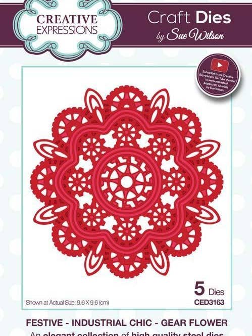 Festive Industrial Chic Collection Gear Flower for wholesale by Ecstasy Crafts Distributing