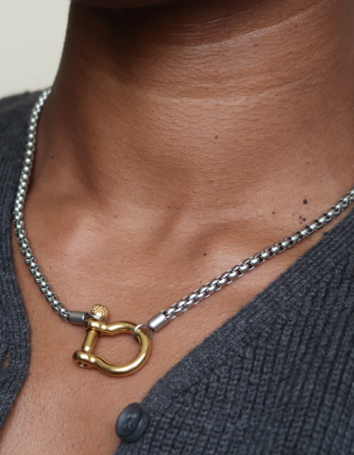 HoopLa - Wholesale Pendant/Charm Necklace - Carabiner horse Bit- Charm-Wheat Chain Stainless Necklace10