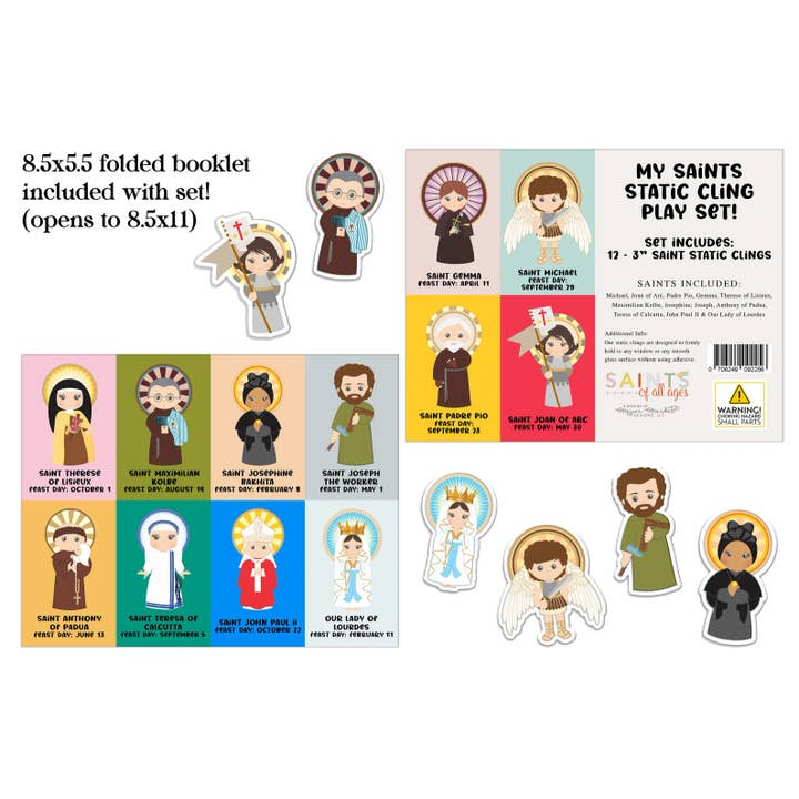 My Saints Static cling Play set. Set of 12, 3" Static Cling for wholesale by Meyer Market Designs