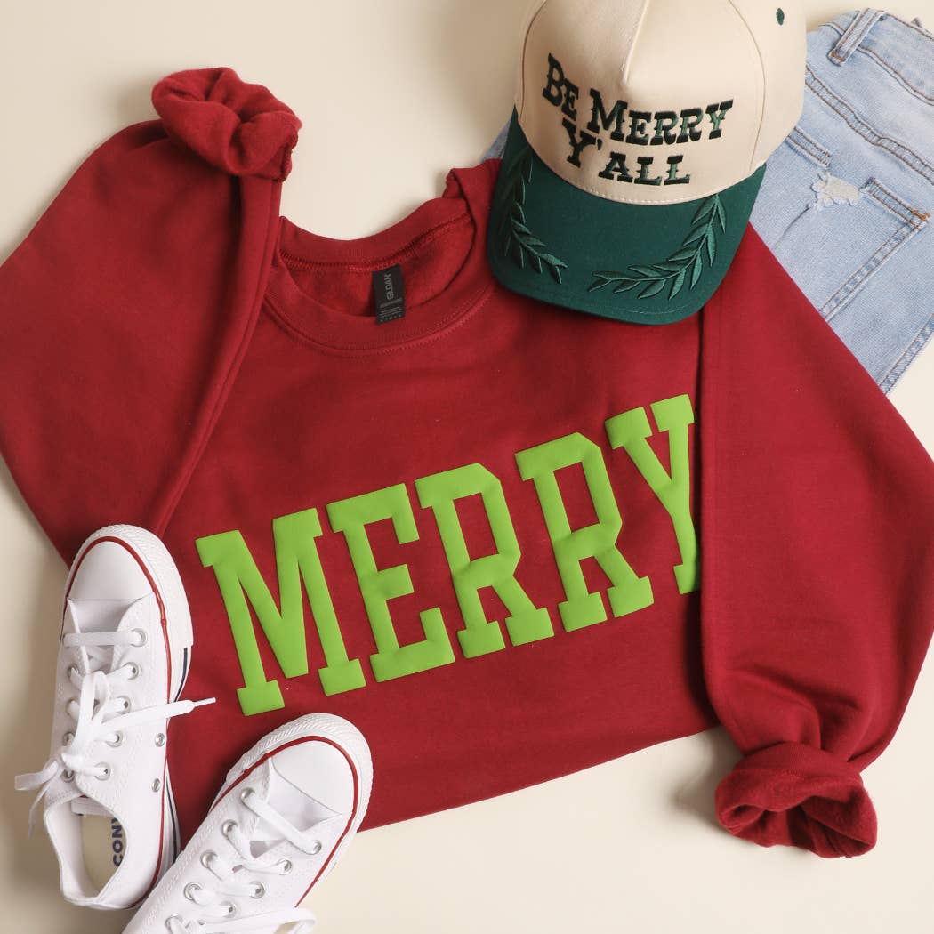 Fashion City – wholesale Graphic sweatshirt – Unisex – MERRY Puff Raised Letter Heavyweight Sweatshirt2