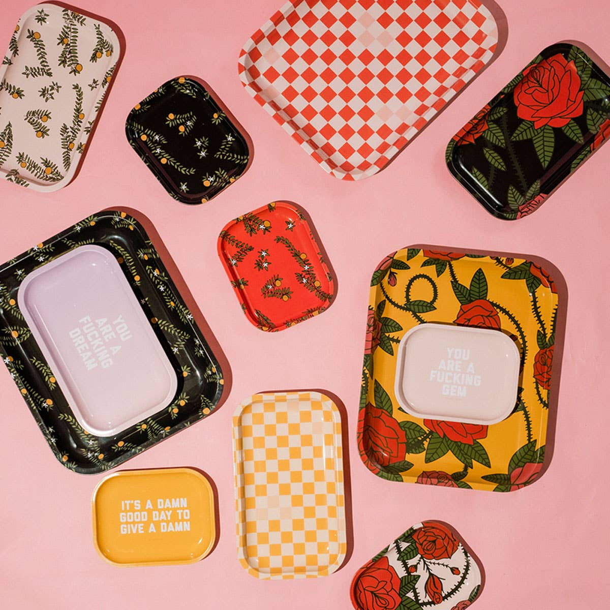 Golden Gems – wholesale Prydnadsbricka – Svart Orange Blossoms Stor Bricka3