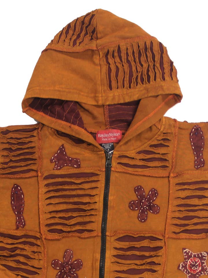 Lungta Imports - Wholesale Hoodie - Dames - Vintage Boheemse hippie-jas met capuchon voor dames, Nepal7