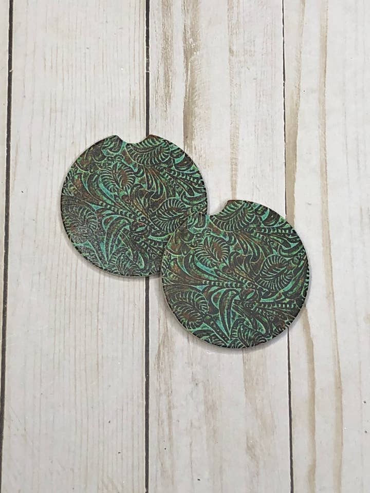 Sottobicchieri in pelle lavorata per la vendita all'ingrosso da parte di Raisin' Arrows