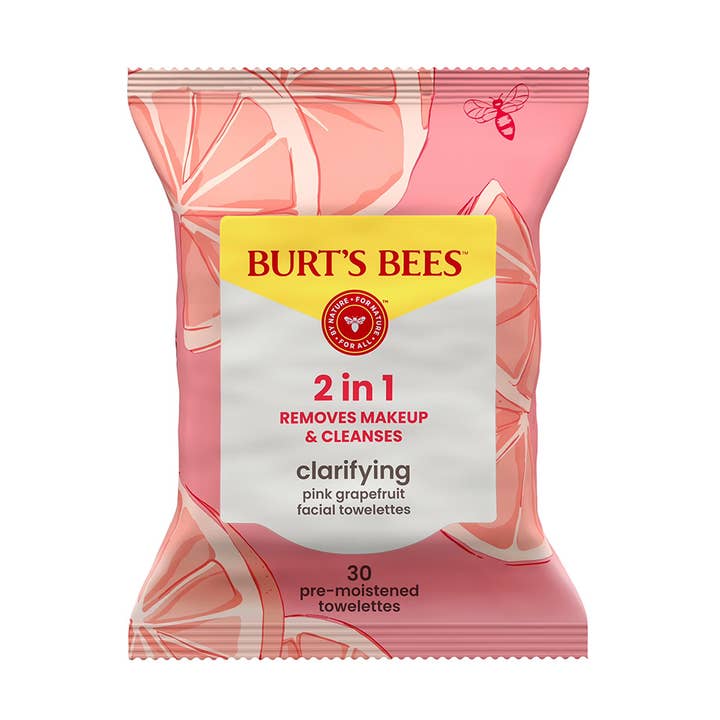 Clarifying 3-In-1 Facial Towelettes | Pink Grapefruit 30 Ct for wholesale by Burt's Bees