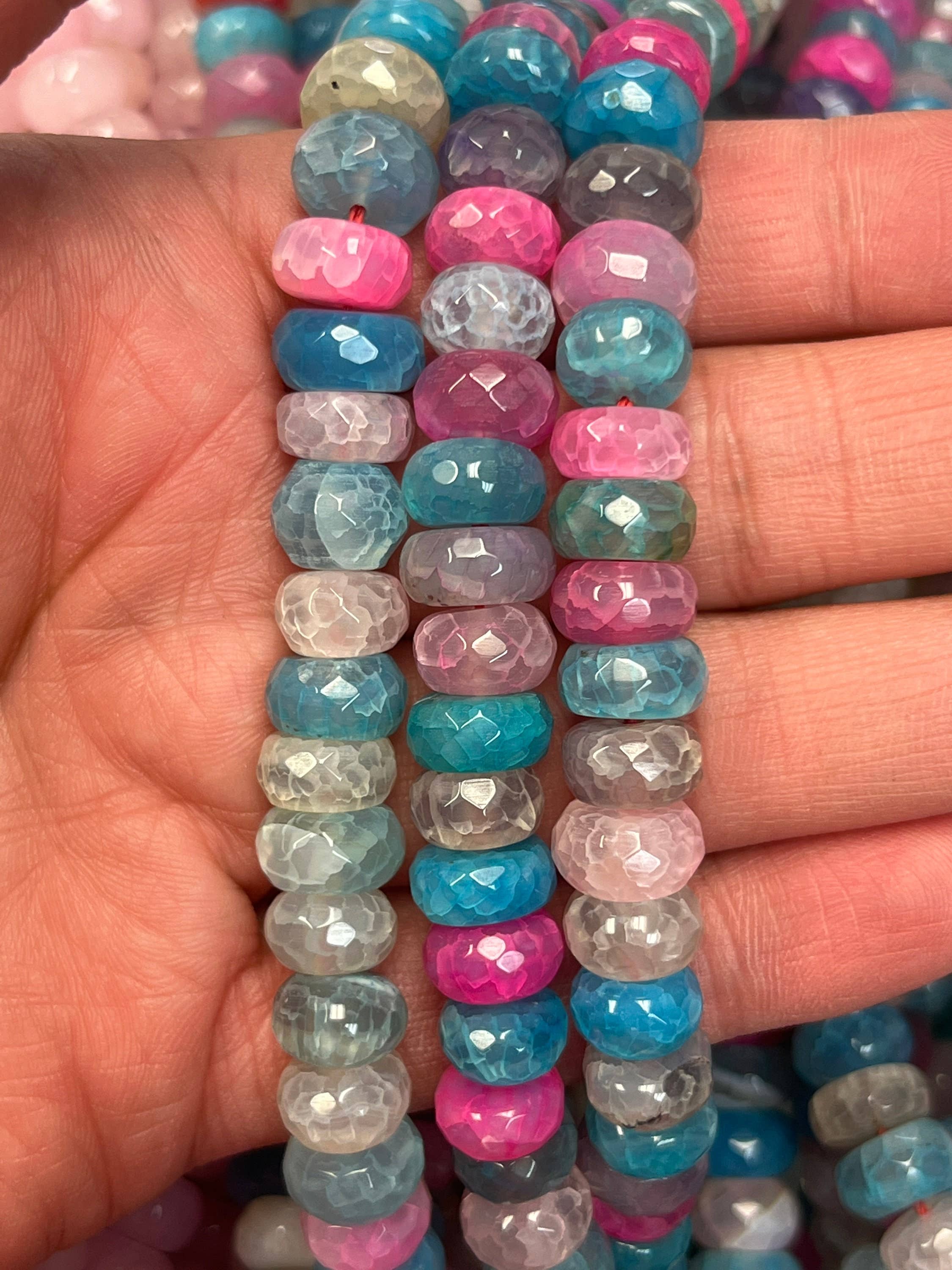 The Bead Bazaar - Wholesale Beads - Colorful Accent Rondelle Beads, Bright Faceted Disc Beads, Flat Blue Beads, Bulk Beads For Jewelry Making, Jewelry Supplies, Multicolor Disc Bead6