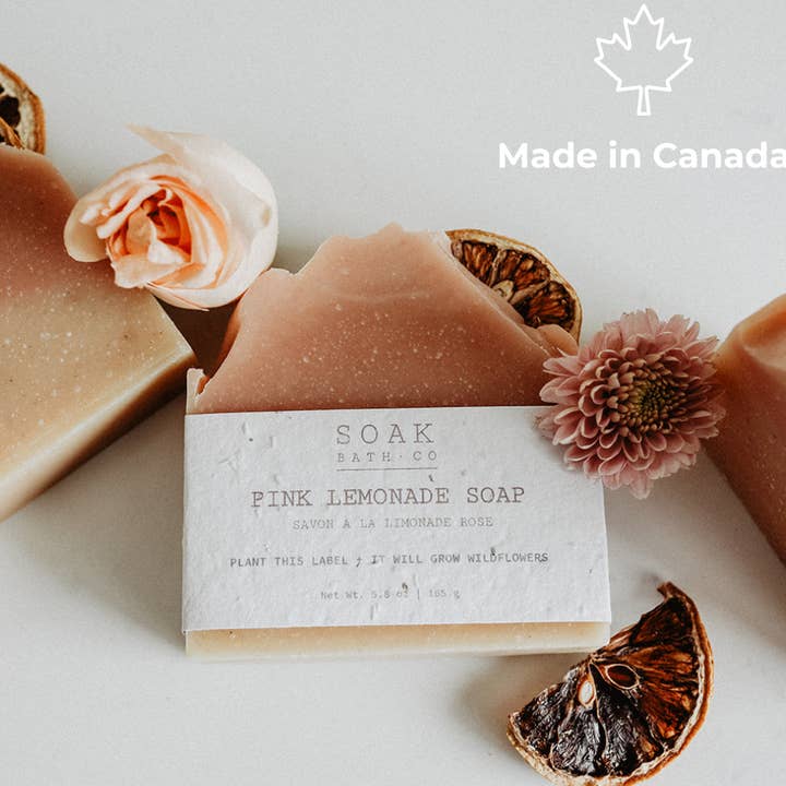 Savon Barre Limonade Rose - Fabriqué au Canada pour la vente par SOAK Bath Co