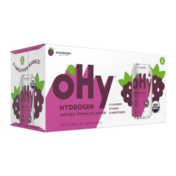 oHy Raspberry Hydrogen Sparkling Water (8 Pk Cartons) for wholesale by oHy